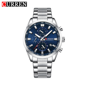 Montre CURREN 8445 de luxe à quartz japonais, style dessin animé, analogique, sport, mode, affaires, en alliage antique et acier inoxydable, avec aiguilles lumineuses - Product Image 1