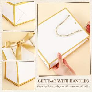 Sacchetti Regalo in Oro Bianco con Manico, Sacchetti Regalo con Fiocco <span class=keywords><strong>per</strong></span> Capodanno, San Valentino, Matrimoni, Compleanni, Natale - Product Image 2