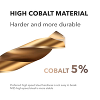 Jeu de forets hélicoïdaux en acier rapide TG M35 5% Cobalt à queue droite pour le fraisage de l'acier trempé, de l'acier inoxydable et du titane