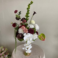B131 Bunga Palsu Bola Floral Burgundy Putih Hijau untuk Dekorasi Meja Pernikahan, Pesta, dan Perjamuan - Promo Hot Sale