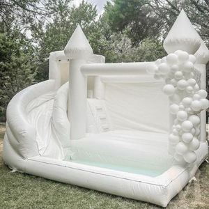 White Bounce House Castle <span class=keywords><strong>con</strong></span> <span class=keywords><strong>piscina</strong></span>, White Jumper Castillo hinchable Decoraciones DE BODA Cama de salto para fiesta de niños - Product Image 3