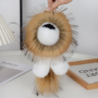 UMOO Mignon Porte-clés de Voiture en Fausse Fourrure de Vison en Forme de Petit Lion 3D, Écologique et Durable, Pendentif en Peluche, Décoration de Sac Cadeau