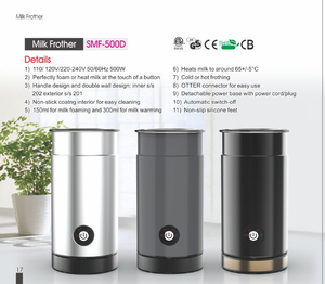 SMF-500D <span class=keywords><strong>en</strong></span> vente Portable 300ml grande capacité automatique électrique 4 <span class=keywords><strong>en</strong></span> 1 <span class=keywords><strong>mousseur</strong></span> à <span class=keywords><strong>lait</strong></span> vapeur mélangeur usage commercial domestique - Product Image 6