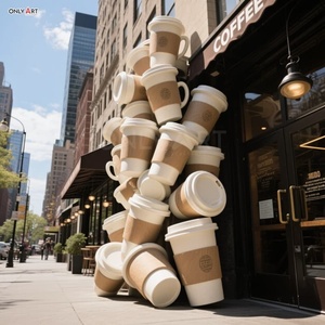 Décoration extérieure de <span class=keywords><strong>café</strong></span> personnalisé 304/316SS Statue de peinture en aérosol Géant en acier inoxydable Plus Tasse à <span class=keywords><strong>café</strong></span> Heap up Overlay Sculpture - Product Image 3