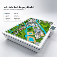 Modèle d'aménagement de parc industriel : Bâtiments d'usine, Blocs de bureaux, Réservoirs, Zone d'équipement bleue, Routes, Ceinture verte, Zones aquatiques