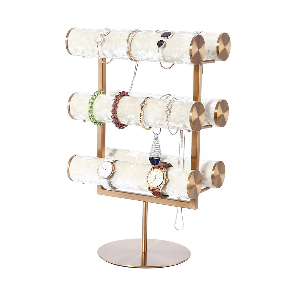 Retail Store 3 Tiers Velvet Jewellery Display Stands for Shops Bracelet Watch Jewelry Bangle Stand