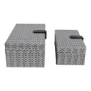 Rectangular Snakeskin Decorative Box with Lid for Jewelry Storage Home Decor Modern Keepsake Box Set Gray Woven Design - Product Image 5