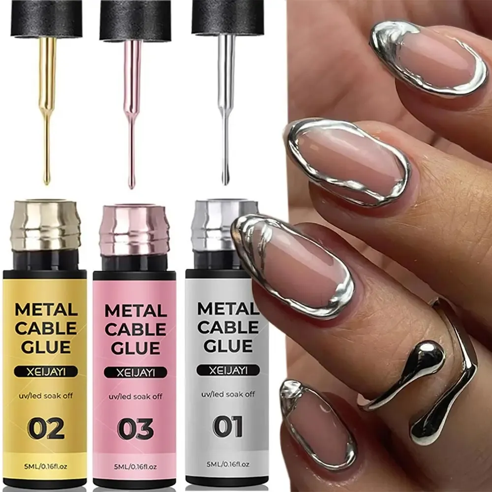 5ml Super-Brilhante Ouro Prata Metallic Delineador de Unhas Gel Cromo Espelho Gel Unhas Polonês Desenho Francês Linha Verniz Nail Art