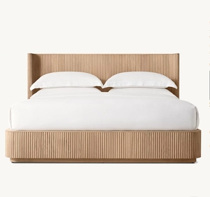 Новый дизайн, популярная тканевая кровать для спальни, деревянная кровать из дуба, ручной работы - Product Image 1