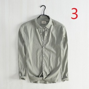 Camisa <span class=keywords><strong>de</strong></span> manga larga <span class=keywords><strong>de</strong></span> lino 4530 elástica para hombre, camisa Retro japonesa <span class=keywords><strong>de</strong></span> Color sólido, Camisa <span class=keywords><strong>de</strong></span> algodón informal <span class=keywords><strong>de</strong></span> negocios para jóvenes, delgada para hombre - Product Image 3