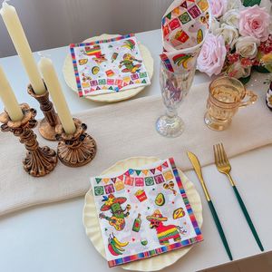 Servilletas Desechables Impresas con Temática de Fiesta de Carnaval Mexicano para Fiestas Transfronterizas - Product Image 1