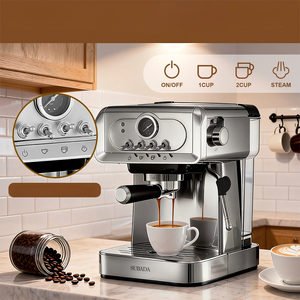 Macchina per <span class=keywords><strong>Caffè</strong></span> Espresso in Acciaio Inox con Leva di Comando, Doppia/Singola Tazza, Montalatte, Crema Ricca, Vapore 15 Bar, Serbatoio Acqua 1,8 L - Product Image 4