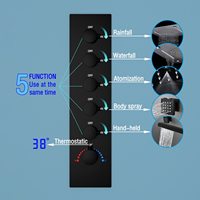 Ensemble de robinets thermostatiques de 20 pouces pour plafond avec brume de pluie et cascade, système de douche thermostatique de luxe avec jets de corps