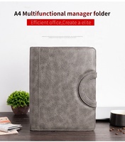 Porte-documents en cuir A4, dossier de conférence, en cuir, avec poignée, 28 pièces