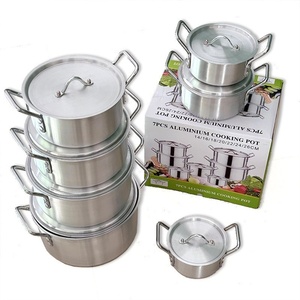 Ensemble de 7 ustensiles de cuisine en aluminium épaissi antiadhésifs, comprenant une <span class=keywords><strong>casserole</strong></span>, une marmite, une poêle à frire avec couvercles, compatible <span class=keywords><strong>induction</strong></span>, vente en gros - Product Image 5
