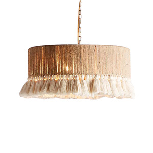 Bohemian Hemp Rope Tassel Chandelier E27 <b>LED</b> Pendant <b>Light</b> <b>For</b> Bedroom Dining <b>Room</b> Ceiling Lighting Fixture - Product Image 2
