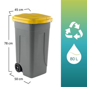 Waste Separation <b>Bins</b> 80 Litre With Wheels Coloured Lids Clip Closure Set Of 4 - Product Image 2