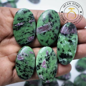 Zoisita Rubí Natural Roja y Verde Cabujón de Alta Calidad con Base Plana 25mm-40mm 4g-12g para Fabricación de Joyas Lote de Zoisita Rubí al por Mayor - Product Image 2