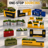 Jardinière rectangulaire minimaliste en fer jaune, pot de fleurs avec logo personnalisé, cadre surélevé, mobilier d'extérieur moderne, écologique et durable