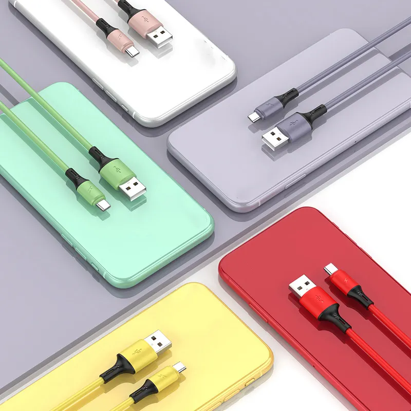 1.2m 1.8m loại C sạc điện thoại di động dây Silicone lỏng màu tinh khiết Micro USB đồng bộ truyền dữ liệu sạc cáp
