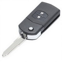 Clé de voiture télécommandée pliable Keyecu SKE126-01/SKE126-A1 à 2 boutons, 433 MHz, puce 4D63, pour Mazda 2/3/5/6/MX5/RX8/CX7 2007-2010, noir/argent