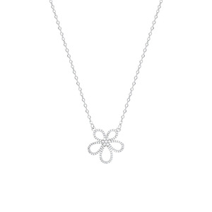 Collar de Plata X2136 con Diseño Minimalista de Flor Hueca y Microincrustaciones de Circones, de Lujo Ligero y Alta Gama para Mujer - Product Image 1