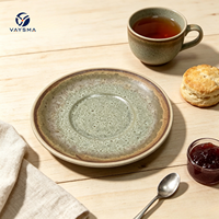Ensemble tasse à thé et soucoupe en porcelaine de 6 pouces style gastronomique avec dessous de plat de service, compatible lave-vaisselle, origine Anhui, pour usage en restaurant et domestique