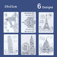Pochoirs GF Creative Building Series A4, pochoirs de peinture creux pour la ville, modèle de règle en dentelle pour l'art, le bricolage et la décoration murale