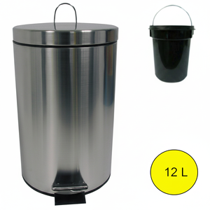 Pattumiera a pedale MSV da 12 litri in acciaio inossidabile - Product Image 2