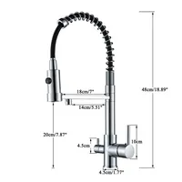 Robinet de cuisine 3 voies en laiton massif, fournisseur d'or, robinet de luxe avec filtre à eau purifiée, mitigeur chaud/froid 3-en-1 pour la vente en gros