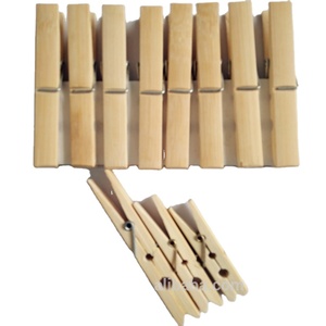 Grande pince à linge en bambou de 9.5cm avec pince en bois et <span class=keywords><strong>chevilles</strong></span> en métal polyvalente pour l'organisation des vêtements et des outils de cuisine dans le salon - Product Image 6