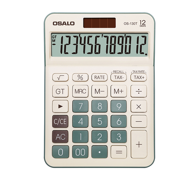 Wholesale 12-Digit Tax Desktop Calculator Solar Powered Multi-Color Button Office and Student Calculator Made of Plastic