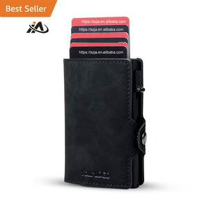 Portefeuille personnalisé par le <span class=keywords><strong>fabricant</strong></span>, en cuir végétalien, minimaliste, à double pliage, avec système pop-up, protection RFID, <span class=keywords><strong>porte</strong></span>-cartes intelligent coulissant - Product Image 5