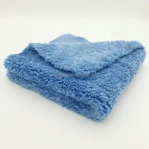 Dual Pile Ultra Soft Plush Fluffy 500gsm Car Care Wash Buffing Polish Cleaning Auto Detailing Edgeless Microfiber Car Wash Towel