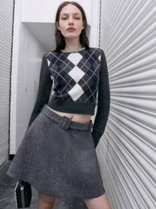 Women's French-style Stylish A-line <b>Wool</b>-blend High Waist Anti-Wrinkle Sexy Versatile Mini <b>Skirt</b>-Customizable - Product Image 3