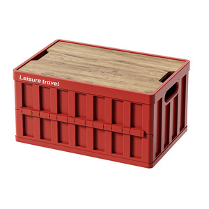 Leisure Travel Folding <b>Storage</b> <b>Box</b> 20L-30L Wooden Lid Outdoor <b>Camping</b> Car Trunk Organizer Rectangle Foldable - Product Image 1