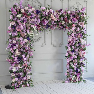Arche carrée de fleurs artificielles pour scène de mariage, toile de fond rose en soie, décoration de mariage avec roses - Product Image 6
