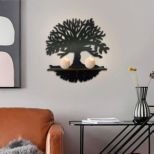 In stock: <b>Wall</b>-<b>mounted</b> wooden bat-shaped candle holder, <b>wall</b> decoration, living room/bathroom storage rack, wooden butterfly - Product Image 4