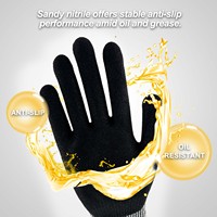 Guantes de Seguridad Certificados CE EN388 4X42C, 13G HPPE, Recubiertos de Nitrilo Arenoso, Anticorte, Nivel 5