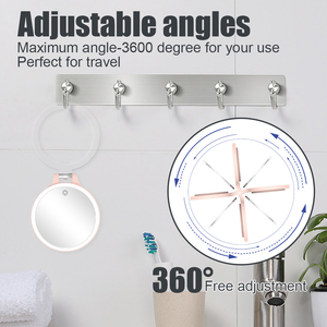 Espejo de tocador de viaje plegable portátil, luz LED de 3 colores, 10X de aumento, escritorio recargable, LED ajustable de doble cara - Product Image 4