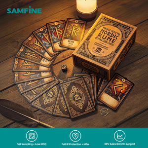 Emballage cylindrique en carton avec bords argentés et pelliculage doux au toucher, coffret cadeau spirituel de luxe, jeu de cartes <span class=keywords><strong>Oracle</strong></span> personnalisé - Product Image 1