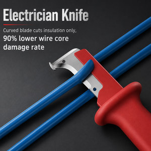 Cuchillo Pelacables Aislado VDE de 1000V, Pelacables Multifuncional para Electricistas con Cuchilla Recta/Curva/Gancho - Product Image 2