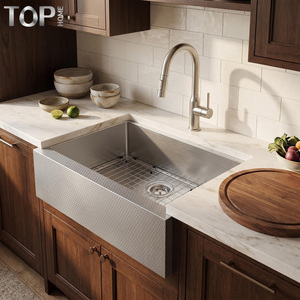 Évier de cuisine Tophome en acier inoxydable 304 fait main, certifié CUPC, 33 pouces, style ferme, à tablier, cuve unique, avec accessoires de robinetterie - Product Image 4