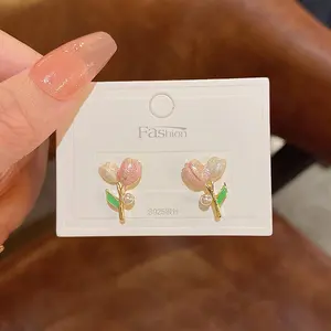 2022 Fashion Jewelry Accessories Women Simple 925 Sterling Silver Stainless Steel Tulip Flower Stud Earrings