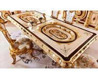 Table et chaises de salle à manger de style ferme moderne de luxe en bois massif de style royal européen, 6 places, meubles de salle à manger sculptés