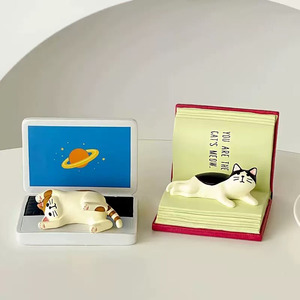 Zakka Resin Cat Phone Holder Japanese Miniature Cat <strong>Figurine</strong> <strong>Stand</strong> for Desk Home Office Decor Hand Painted Lucky Cat Gift - Product Image 3