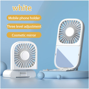 Ventilateur portable à main avec batterie rechargeable de 1200 mAh, moteur DC, design pliable, trois vitesses réglables, avec miroir - Product Image 3