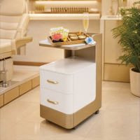 Chariot de manucure mobile de luxe pour salon de beauté, chariot de pédicure mobile avec 2 tiroirs