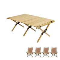 โต๊ะปิกนิกพับได้สำหรับตั้งแคมป์,โต๊ะม้วนไข่โต๊ะไม้ปรับระดับได้