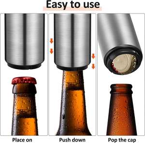 Stainless Steel Metal Automatic <b>Magnetic</b> Glass Bottle Openers Wine Bartender Tool Press & Pop Lid Open - Product Image 4